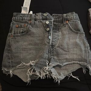 Levi's Gray Distressed Denim Shorts